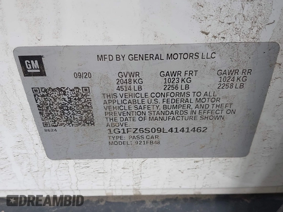2020 Chevrolet Bolt EV Premier with VIN 1G1FZ6S09L4141462, listed as a IAAI auction lot 41948078 with 48,187 mi miles and . Bid and sale history available at DreamBid. Image 9.