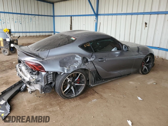 2021 Toyota GR Supra 3.0 with VIN WZ1DB0C09MW036216, listed as a Copart auction lot 86403444 with 14,800 mi miles and Salvage Title. Bid and sale history available at carsss.com. Image 3.