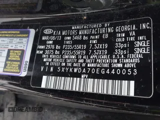 2014 Kia Sorento SX Limited with VIN 5XYKWDA70EG440053, listed as a IAAI auction lot 41565177 with 106,706 mi miles. Bid and sale history available at carsss.com. Image 9.