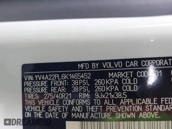 2019 Volvo XC90 Inscription z VIN YV4A22PL6K1465452, wystawiony jako IAAI lot #41324871 z przebiegiem 90 801 mil mil oraz . Historia ofert i sprzedaży dostępna na DreamBid. Obrazek 9.