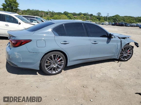 2022 Infiniti Q50 Red Sport 400 with VIN JN1FV7DR4NM390178, listed as a Copart auction lot 69999424 with 27,794 mi miles and Salvage title. Bid and sale history available at DreamBid. Image 3.