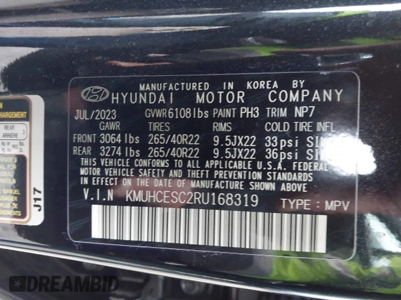 2024 Genesis GV80 with VIN KMUHCESC2RU168319, listed as a IAAI auction lot 41875754 with 33,286 mi miles and . Bid and sale history available at DreamBid. Image 9.