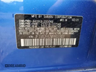 2021 Subaru WRX STI with VIN JF1VA2E62M9803301, listed as a Copart auction lot 59732125 with 24,943 mi miles and Salvage title. Bid and sale history available at DreamBid. Image 12.