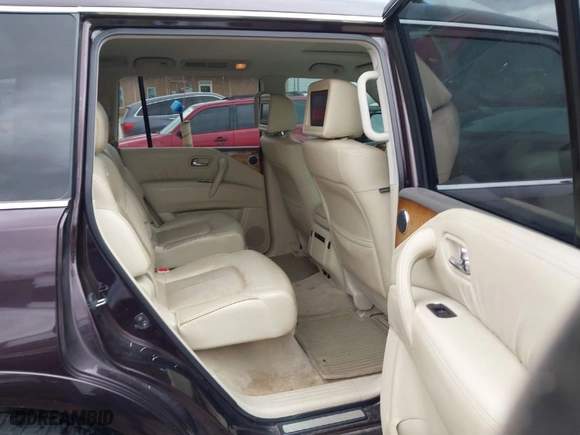 2012 Infiniti QX56 7-passenger with VIN JN8AZ2NE1C9017551, listed as a IAAI auction lot 41828339 with 203,551 mi miles. Bid and sale history available at carsss.com. Image 8.