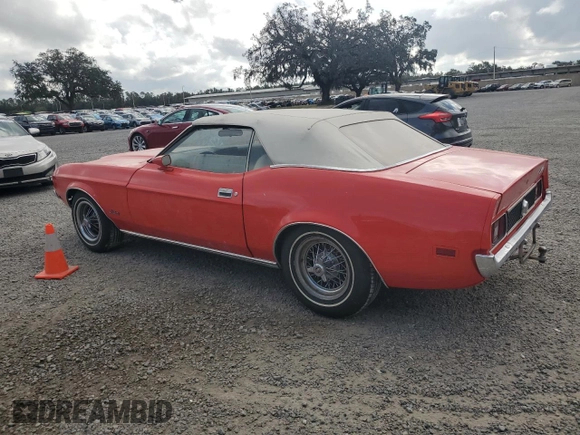 1972 Ford Mustang с VIN 2F03F214245, выставлен на аукционе Copart как лот 77535234 с пробегом 77 547 миль миль и Списание • Salvage title. История ставок и продаж доступна на DreamBid. Изображение 2.