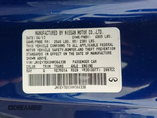 2017 Infiniti Q60 Premium с VIN JN1EV7EK0HM364338, выставлен на аукционе IAAI как лот 42140812 с пробегом 68 262 миль миль и . История ставок и продаж доступна на DreamBid. Изображение 9.