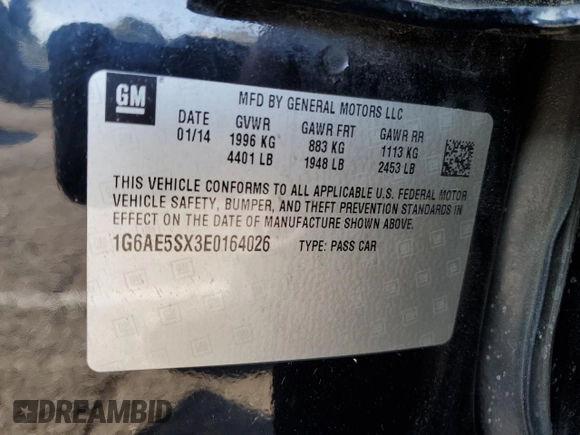 2014 Cadillac ATS Premium with VIN 1G6AE5SX3E0164026, listed as a Copart auction lot 43981795 with 126,148 mi miles and Salvage Title. Bid and sale history available at carsss.com. Image 12.