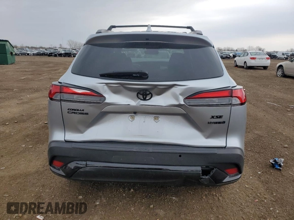 2023 Toyota Corolla Cross Hybrid S with VIN 7MUFBABG7PV004161, listed as a Copart auction lot 53845285 with 21,095 mi miles and Salvage title. Bid and sale history available at DreamBid. Image 6.