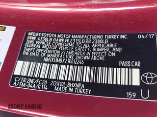 2018 Toyota C-HR XLE with VIN NMTKHMBX2JR012246, listed as a IAAI auction lot 41735772 with 124,467 mi miles. Bid and sale history available at carsss.com. Image 9.