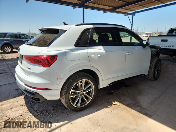 2021 Audi Q3 S line Premium Plus with VIN WA1EECF37M1124299, listed as a Copart auction lot 59994915 with 27,800 mi miles and Salvage title. Bid and sale history available at DreamBid. Image 3.