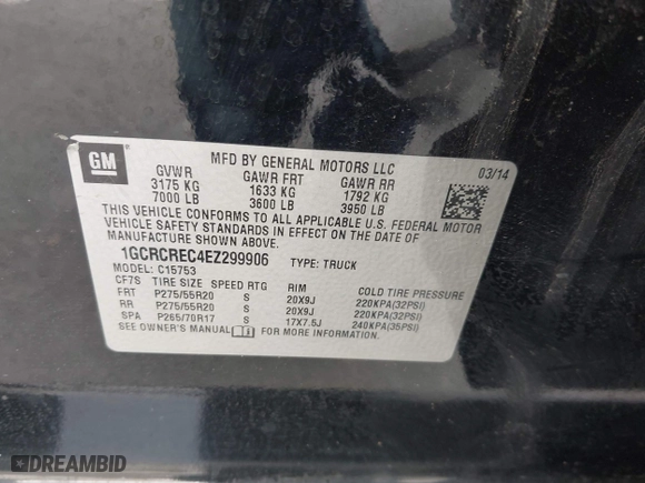 2014 Chevrolet Silverado 1500 LT with VIN 1GCRCREC4EZ299906, listed as a IAAI auction lot 41988540 with 86,975 mi miles. Bid and sale history available at carsss.com. Image 9.