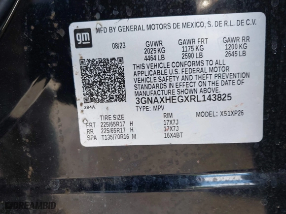 2024 Chevrolet Equinox LS with VIN 3GNAXHEGXRL143825, listed as a IAAI auction lot 41363088 with 14,982 mi miles. Bid and sale history available at carsss.com. Image 9.