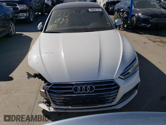 2018 Audi A5 Sportback Premium Plus with VIN WAUENCF53JA018058, listed as a Copart auction lot 38956113 with 42,339 mi miles. Bid and sale history available at carsss.com. Image 5.