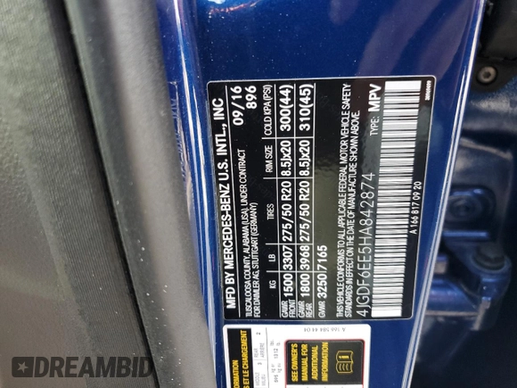 2017 Mercedes-Benz GLS 450 with VIN 4JGDF6EE5HA842874, listed as a Copart auction lot 73792284 with Not Provided miles and Non Repairable. Bid and sale history available at DreamBid. Image 14.