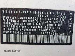 2023 Volkswagen Jetta GLI Autobahn с VIN 3VW2T7BU9PM019126, выставлен на аукционе Copart как лот 54384665 с пробегом 61 896 миль миль и Списание • Salvage title. История ставок и продаж доступна на DreamBid. Изображение 13.