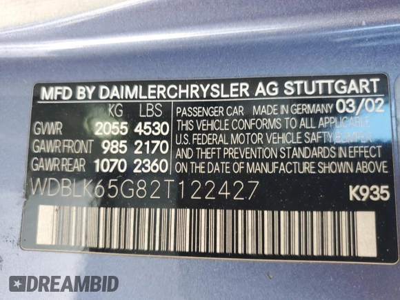 2002 Mercedes-Benz CLK 320/430 z VIN WDBLK65G82T122427, wystawiony jako Copart lot #88716605 z przebiegiem 176 571 mil mil oraz Szkoda całkowita • Salvage title. Historia ofert i sprzedaży dostępna na DreamBid. Obrazek 12.