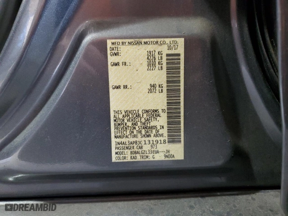 2018 Nissan Altima 2.5 S with VIN 1N4AL3AP8JC131918, listed as a Copart auction lot 50871025 with 59,837 mi miles and Salvage Title. Bid and sale history available at carsss.com. Image 12.