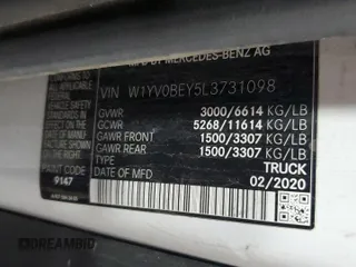 2020 Mercedes-Benz Metris Cargo z VIN W1YV0BEY5L3731098, wystawiony jako Copart lot #61276905 z przebiegiem 193 964 mil mil oraz Szkoda całkowita • Salvage title. Historia ofert i sprzedaży dostępna na DreamBid. Obrazek 13.