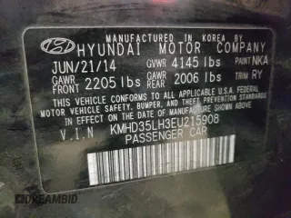 2014 Hyundai Elantra with VIN KMHD35LH3EU215908, listed as a Copart auction lot 75397254 with 127,087 mi miles and Salvage title. Bid and sale history available at DreamBid. Image 12.