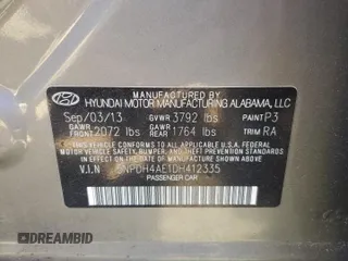 2013 Hyundai Elantra Limited z VIN 5NPDH4AE1DH412335, wystawiony jako Copart lot #74280574 z przebiegiem Nie podano mil oraz Szkoda całkowita • Salvage title. Historia ofert i sprzedaży dostępna na DreamBid. Obrazek 12.