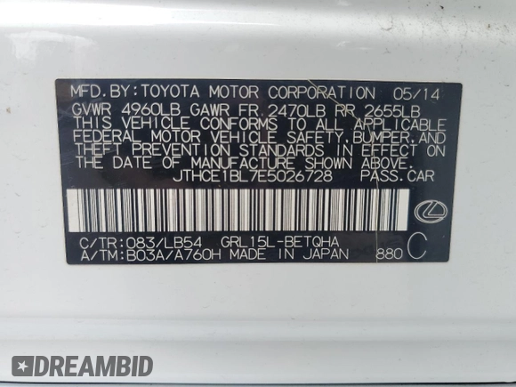 2014 Lexus GS 350 with VIN JTHCE1BL7E5026728, listed as a Copart auction lot 48444854 with 130,388 mi miles and Clean Title. Bid and sale history available at carsss.com. Image 12.