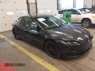 2024 Tesla Model 3 with VIN 5YJ3E1EA9RF835440, listed as a IAAI auction lot 41255559 with 4,789 mi miles. Bid and sale history available at carsss.com. Image 1.