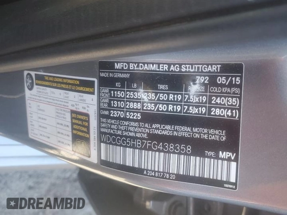 2015 Mercedes-Benz GLK 350 with VIN WDCGG5HB7FG438358, listed as a Copart auction lot 75879304 with 80,245 mi miles and Salvage Title. Bid and sale history available at DreamBid. Image 13.