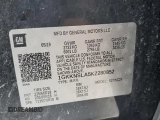 2019 GMC Acadia SLE with VIN 1GKKNSLA5KZ280852, listed as a Copart auction lot 44941065 with 107,208 mi miles and Clean Title. Bid and sale history available at DreamBid. Image 14.
