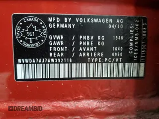 2010 Volkswagen Golf с VIN WVWDA7AJ7AW392116, выставлен на аукционе Copart как лот 49850735 с пробегом 164 897 миль миль и Чистый • Clean title. История ставок и продаж доступна на DreamBid. Изображение 12.