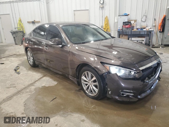 2014 Infiniti Q50 Hybrid Sport with VIN JN1AV7AR9EM702123, listed as a Copart auction lot 50310765 with 134,433 mi miles and Salvage Title. Bid and sale history available at DreamBid. Image 4.