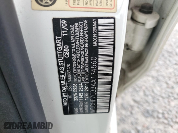 2010 Mercedes-Benz E 550 Luxury with VIN WDDHF7CB3AA134560, listed as a Copart auction lot 48516615 with 165,533 mi miles and Salvage Title. Bid and sale history available at DreamBid. Image 12.