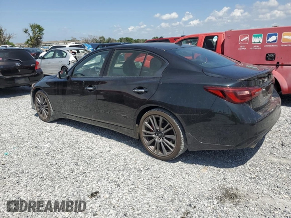 2023 Infiniti Q50 Red Sport 400 with VIN JN1FV7DP8PM570247, listed as a Copart auction lot 51143775 with 8,919 mi miles and Clean Title. Bid and sale history available at DreamBid. Image 2.