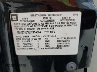 2003 Oldsmobile Bravada z VIN 1GHDS13S532114304, wystawiony jako Copart lot #88533455 z przebiegiem 231 181 mil mil oraz Szkoda całkowita • Salvage title. Historia ofert i sprzedaży dostępna na DreamBid. Obrazek 14.