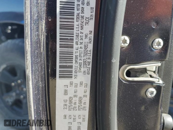 2016 Ram 1500 Big Horn with VIN 1C6RR7LT5GS249511, listed as a Copart auction lot 51928535 with 99,937 mi miles and Salvage title. Bid and sale history available at DreamBid. Image 13.