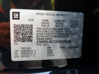 2020 Chevrolet Suburban Premier with VIN 1GNSKJKC2LR229156, listed as a Copart auction lot 83396154 with 32,419 mi miles and Salvage Title. Bid and sale history available at carsss.com. Image 14.