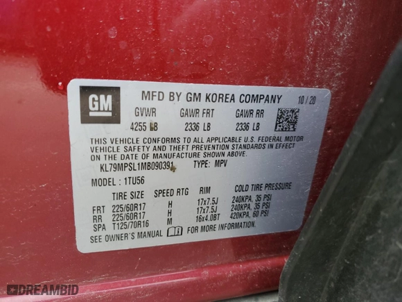 2021 Chevrolet TrailBlazer LT with VIN KL79MPSL1MB090391, listed as a Copart auction lot 50311425 with 89,139 mi miles and Salvage Title. Bid and sale history available at carsss.com. Image 15.