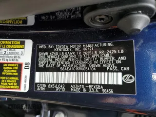 2024 Lexus ES 300h Luxury with VIN 58AEA1C16RU054104, listed as a Copart auction lot 43981705 with 9,196 mi miles and Salvage title. Bid and sale history available at DreamBid. Image 12.