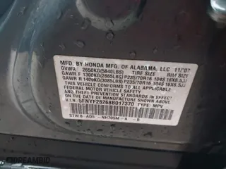 2008 Honda Pilot VP with VIN 5FNYF28268B017370, listed as a IAAI auction lot 41435704 with 248,690 mi miles. Bid and sale history available at carsss.com. Image 9.