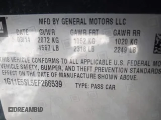 2014 Chevrolet Malibu LT with VIN 1G11E5SL5EF266539, listed as a IAAI auction lot 42185709 with 240,827 mi miles and . Bid and sale history available at DreamBid. Image 9.