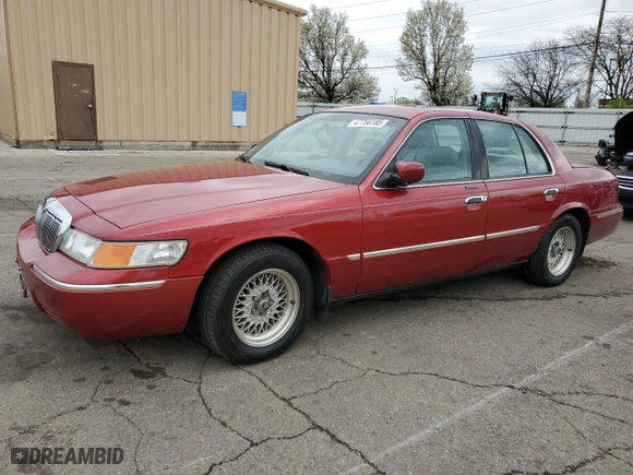1998 Mercury Grand Marquis LS with VIN 2MEFM75W0WX641789, listed as a Copart auction lot 47756185 with 186,213 mi miles and Salvage Title. Bid and sale history available at carsss.com. Image 1.