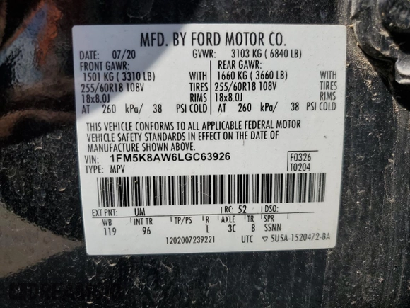2020 Ford Police Interceptor Utility z VIN 1FM5K8AW6LGC63926, wystawiony jako Copart lot #56027645 z przebiegiem Nie podano mil oraz Szkoda całkowita • Salvage title. Historia ofert i sprzedaży dostępna na DreamBid. Obrazek 13.