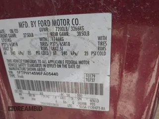 2006 Ford F-150 XLT with VIN 1FTPW14596FA05440, listed as a IAAI auction lot 41874816 with 291,393 mi miles. Bid and sale history available at carsss.com. Image 9.