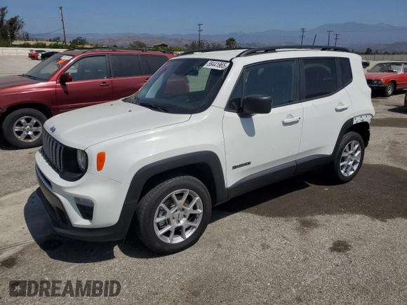 2022 Jeep Renegade Latitude with VIN ZACNJDB12NPN96565, listed as a Copart auction lot 58441965 with 7,162 mi miles and Salvage title. Bid and sale history available at DreamBid. Image 1.