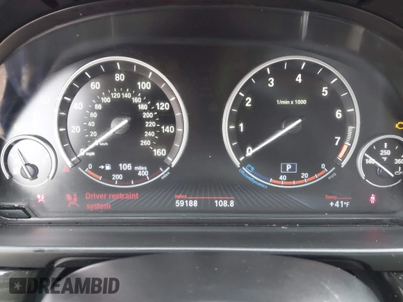 2013 BMW 5 Series 528i xDrive with VIN WBAXH5C50DDW15574, listed as a IAAI auction lot 41572993 with 59,188 mi miles. Bid and sale history available at carsss.com. Image 7.