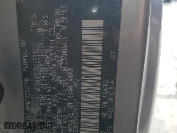 2005 Toyota Sienna CE z VIN 5TDZA23C05S376501, wystawiony jako Copart lot #82578704 z przebiegiem 201 995 mil mil oraz Szkoda całkowita • Salvage title. Historia ofert i sprzedaży dostępna na DreamBid. Obrazek 13.