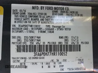 2017 Ford Fusion SE with VIN 3FA6P0H77HR110052, listed as a Copart auction lot 46236475 with 95,135 mi miles and Salvage Title. Bid and sale history available at carsss.com. Image 14.