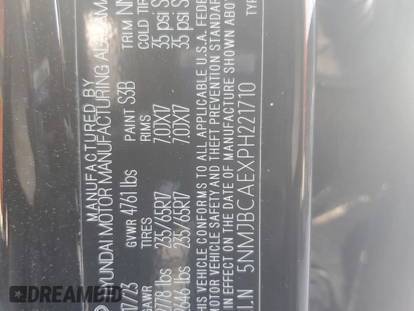 2023 Hyundai Tucson SEL z VIN 5NMJBCAEXPH221710, wystawiony jako Copart lot #51915715 z przebiegiem 21 771 mil mil oraz Szkoda całkowita • Salvage title. Historia ofert i sprzedaży dostępna na DreamBid. Obrazek 13.