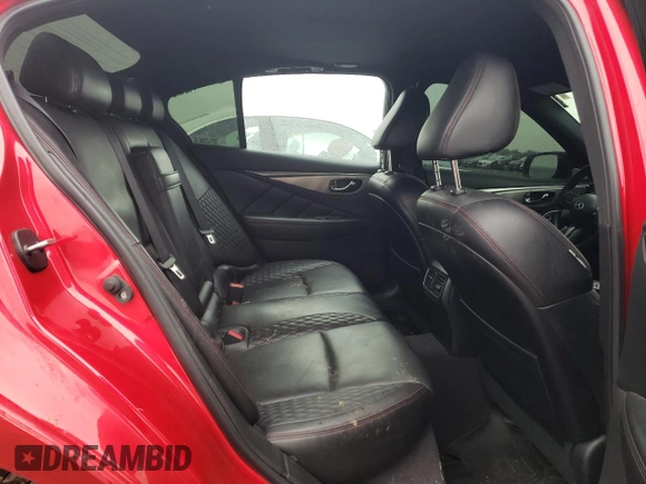 2022 Infiniti Q50 Red Sport 400 with VIN JN1FV7DR9NM390256, listed as a Copart auction lot 57094225 with 52,307 mi miles and Salvage title. Bid and sale history available at DreamBid. Image 10.