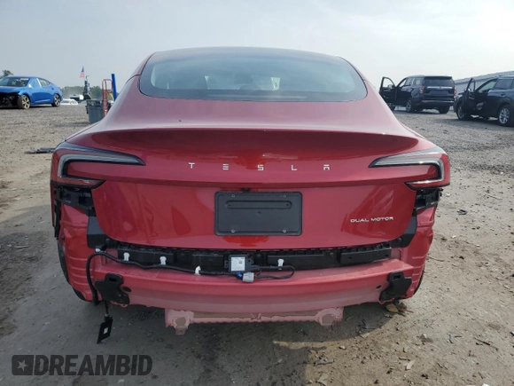 2025 Tesla Model 3 Long Range with VIN 5YJ3E1EB5SF895861, listed as a Copart auction lot 60513665 with 5,637 mi miles and Salvage title. Bid and sale history available at DreamBid. Image 6.