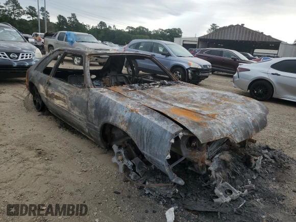 1987 Ford Mustang with VIN 1FABP41A5HF135072, listed as a Copart auction lot 57586605 with Not provided miles and Salvage title. Bid and sale history available at DreamBid. Image 4.